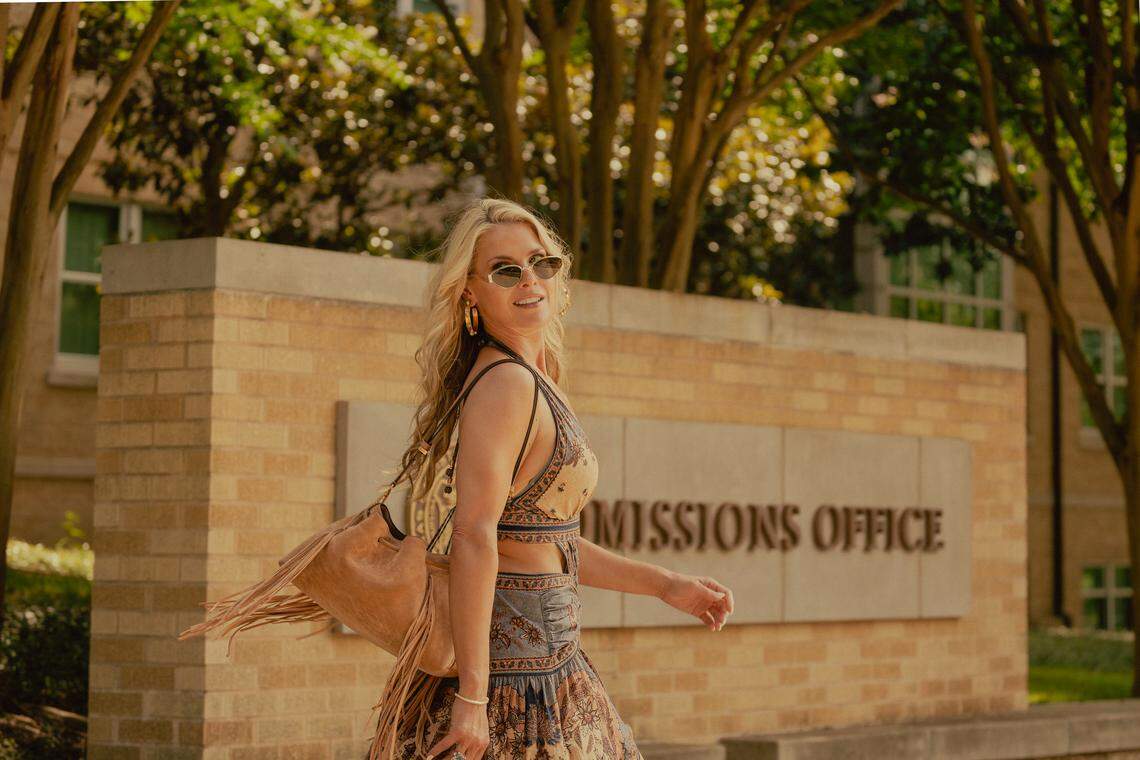 Ali Larter as Angela in “Landman” episode 9, season 2, streaming on Paramount+.