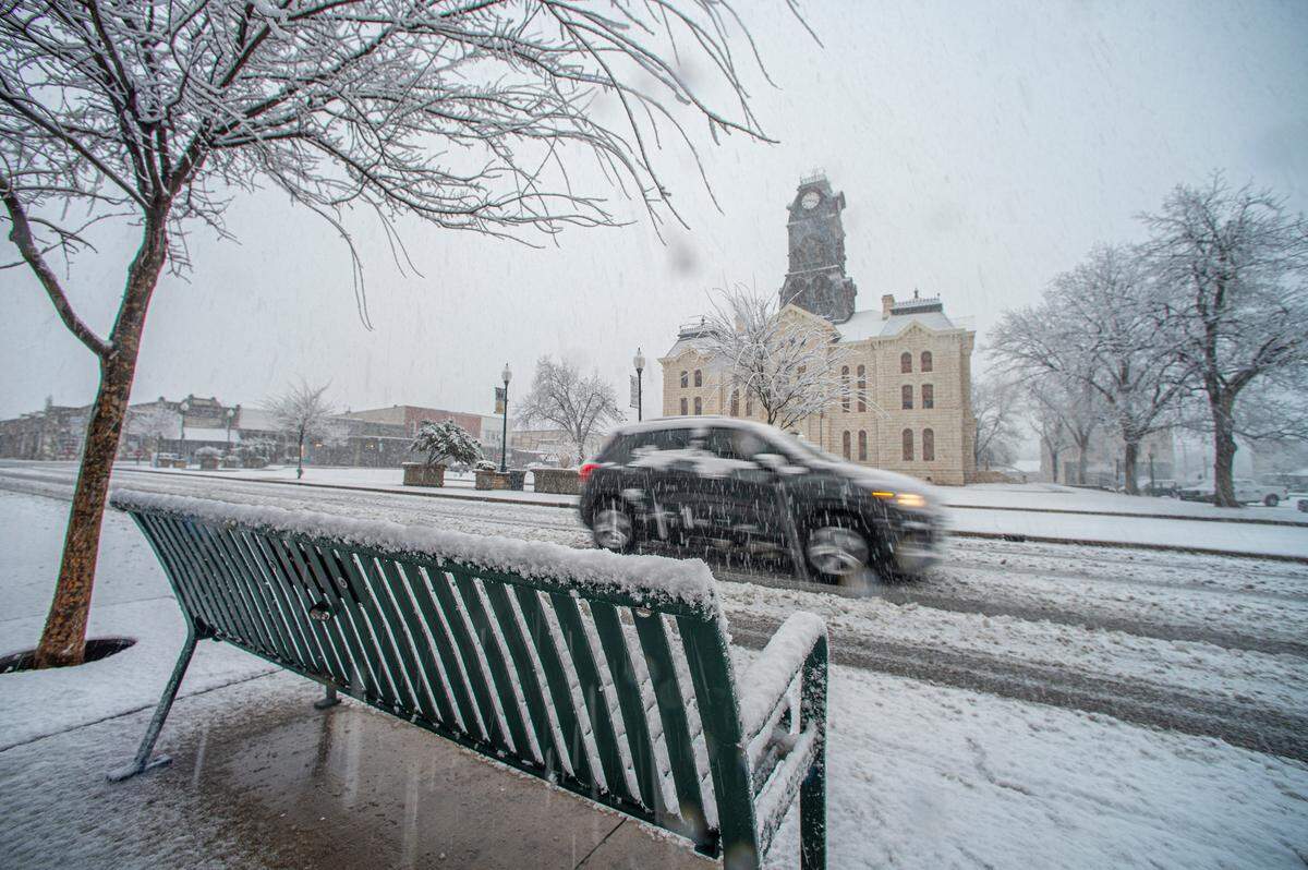 Granbury, Texas, received at least 3 inches of snow Sunday, Jan. 10, 2021.