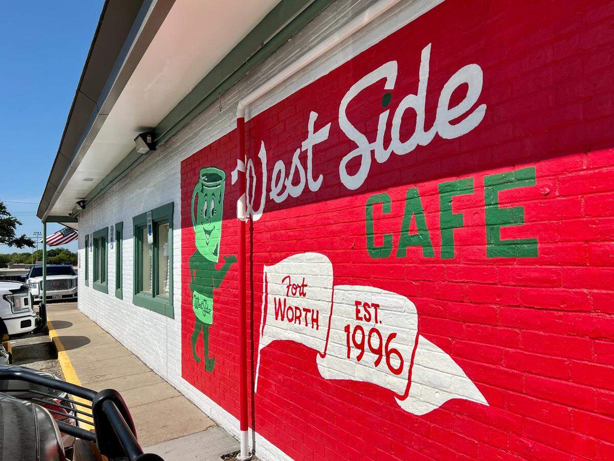 A mural by artist Matt Cliff decorates the wall at West Side Cafe.