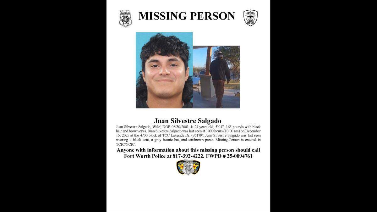 Authorities were looking for a missing man, 24-year-old Juan Silvestre Salgado, last seen on Monday, Dec. 15, at Marine Creek Lake in Fort Worth. On Wednesday, searchers found a body, which will be identified by the medical examiner.