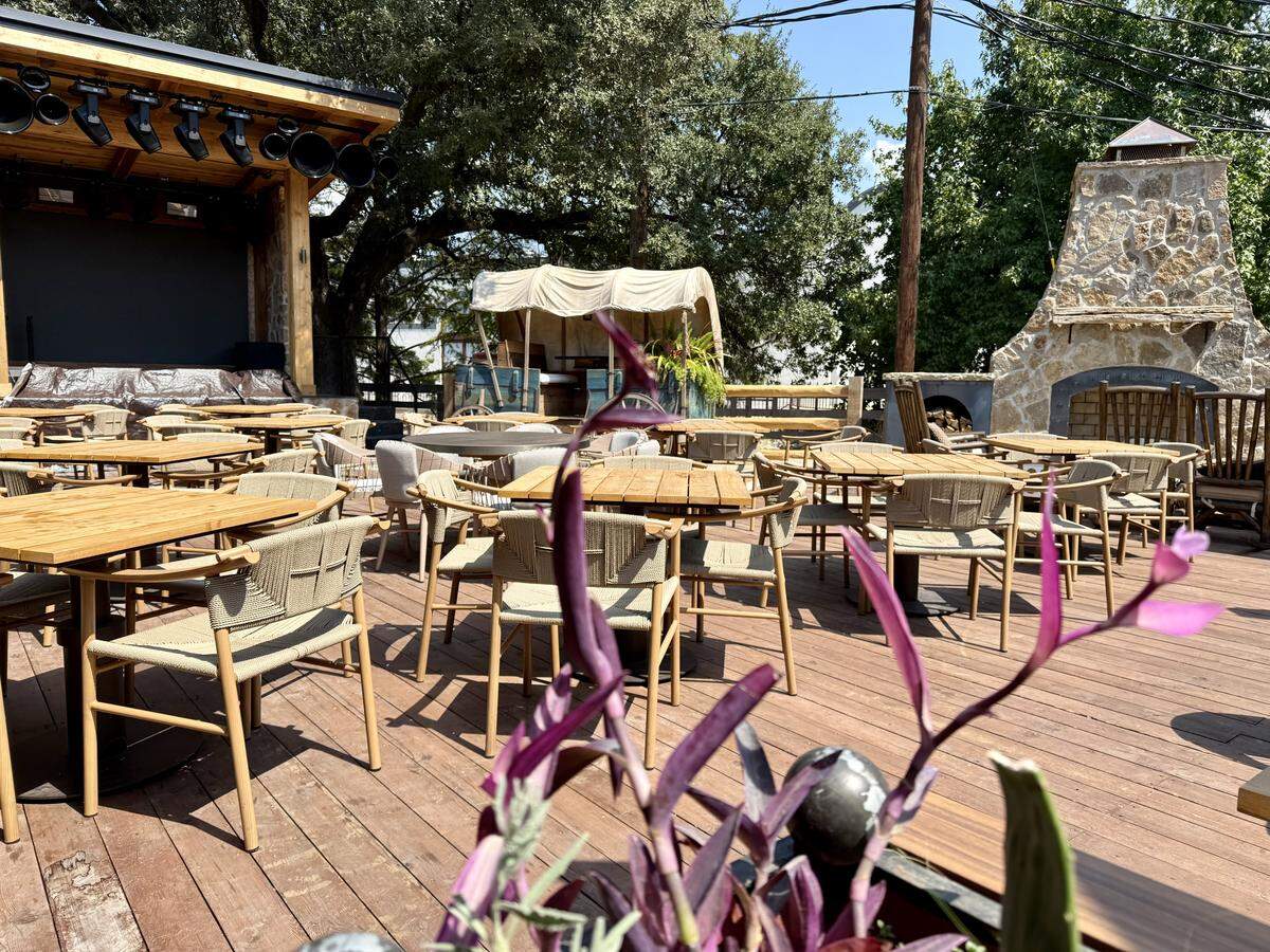 The patio at Cattlemen’s Steak House in Fort Worth, Texas, seen Sept. 16, 2025.