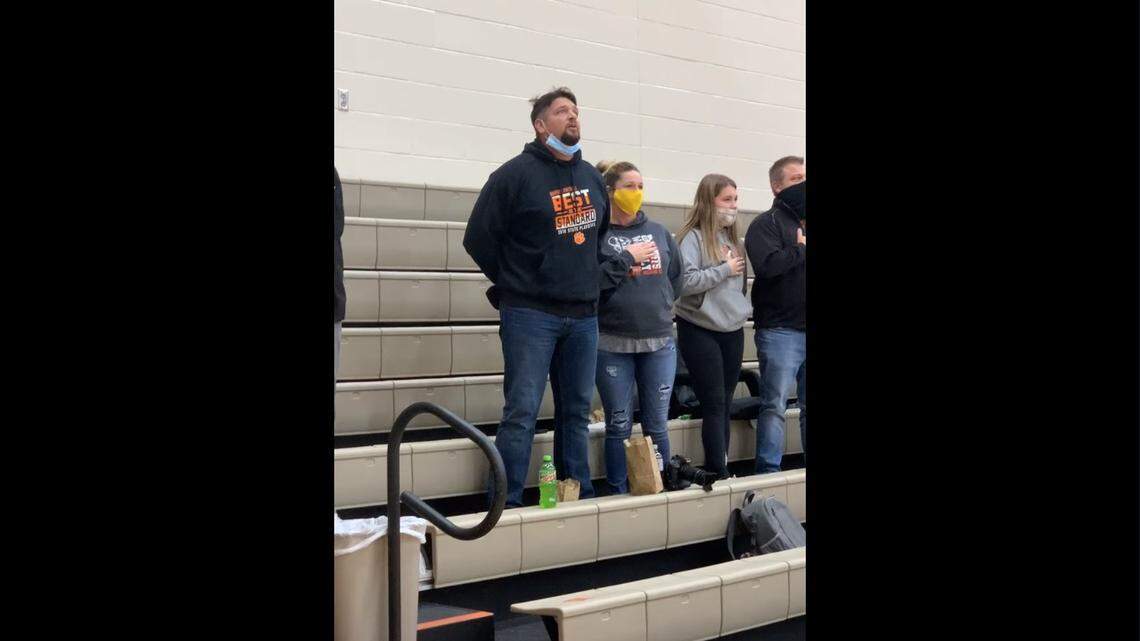 Dad saves the day after audio goes out at a Ohio High School basketball game.