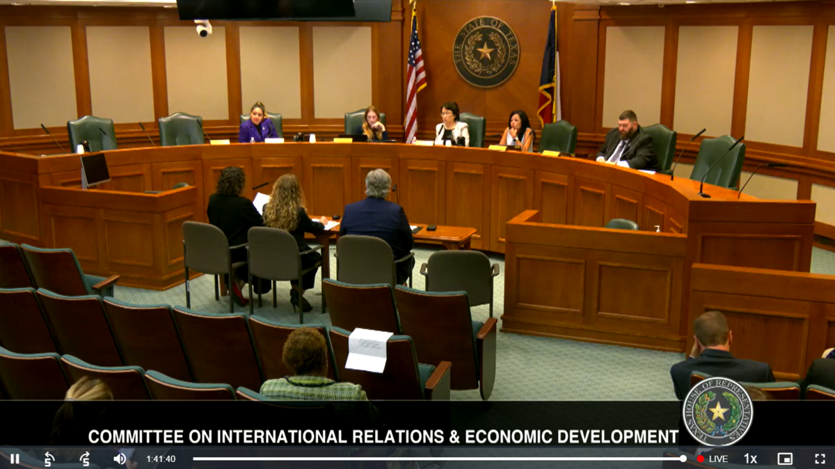 The Texas House Committee on International Relations and Economic Development listens to testimony from Texas Workforce Commission officials during an interim hearing about child care policy on Sept. 10, 2024.
