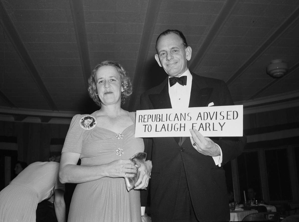 Nov. 5, 1940: Mrs. George Thompson Jr. and Mr. George Church of Pasadena, Texas, and Fort Worth, attend an election dinner party at River Crest Country Club to support presidential candidate Wendell Lewis Willkie, a Republican who would lose that election to incumbent Franklin Roosevelt.