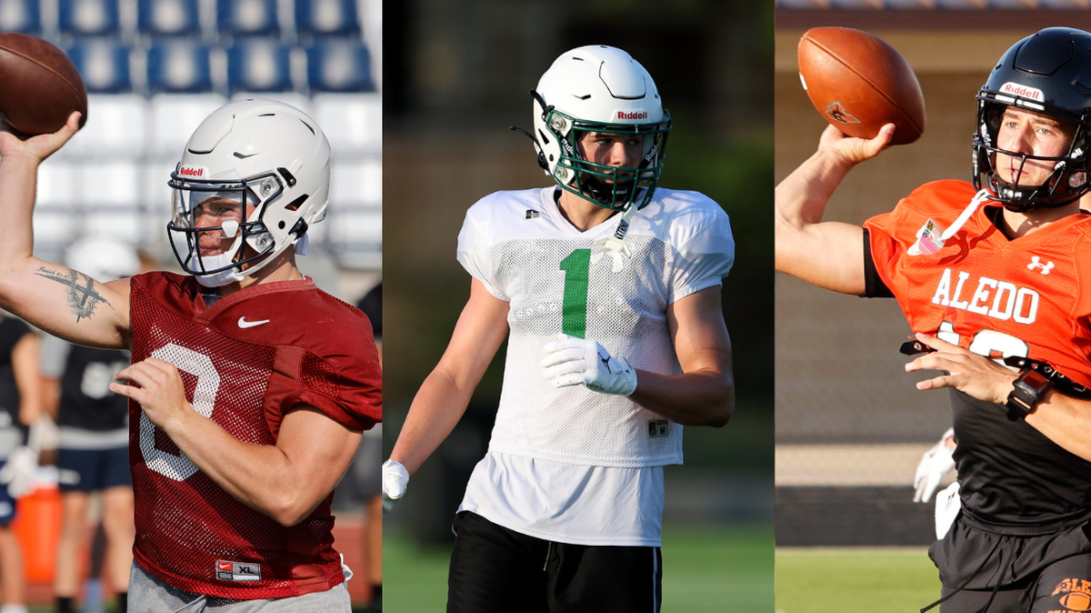See the Star-Telegram’s Week 1 storylines to watch. Pictured from left are FW All Saints quarterback Gavin Beard, Southlake Carroll receiver Brock Boyd and Aledo quarterback Lincoln Tubbs.