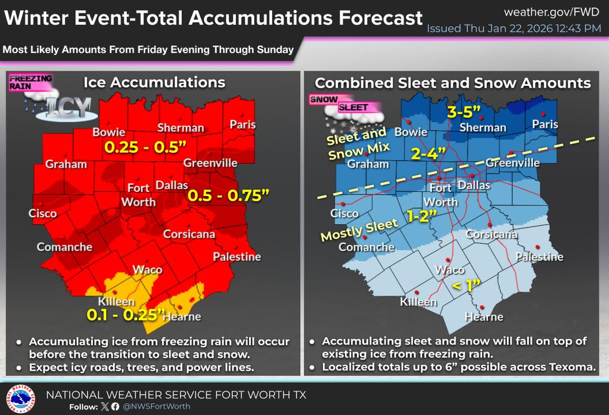 Expected accumulations as of Thursday morning.