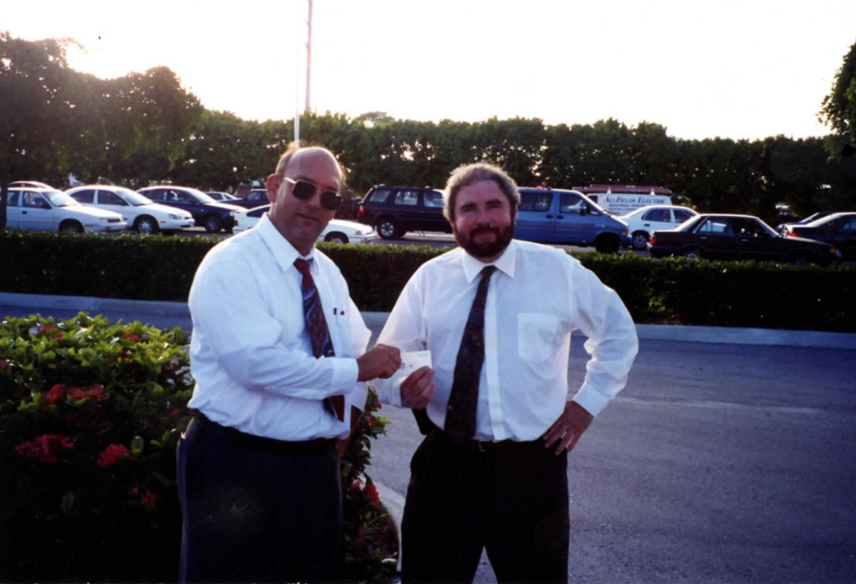 Joseph Gutheinz (right) and Bob Cregger (left) pose in this photo from Gutheinz. They were undercover agents in a mission in 1998 to recover a genuine moon rock.