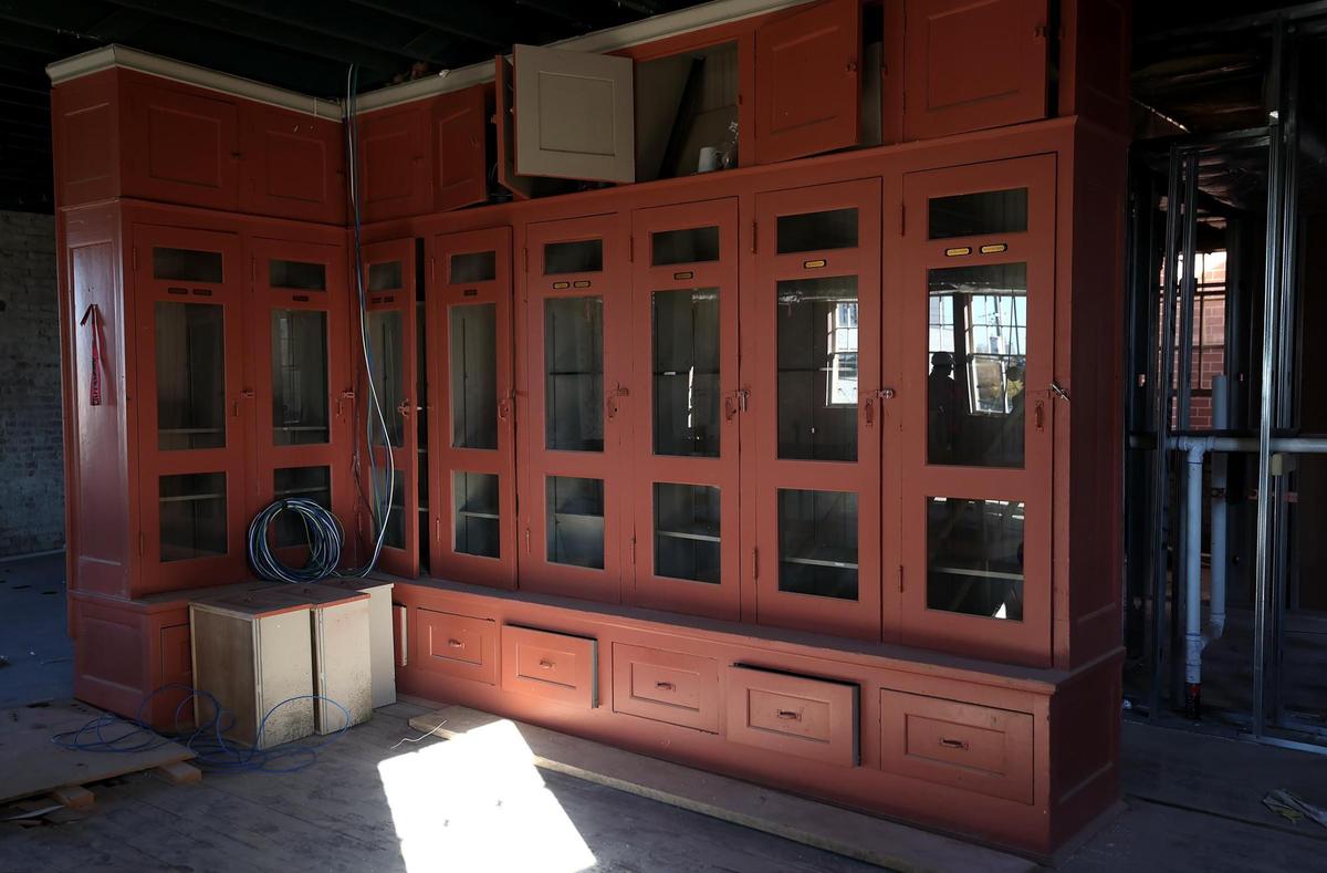 Construction continues on the Nobleman Hotel in the Near Southside neighborhood of Fort Worth on Wednesday, Dec. 12, 2024. The hotel, part of the Tapestry Collection by Hilton, incorporates an historic fire station and will keep some of the original features, such as the former firefighter lockers.