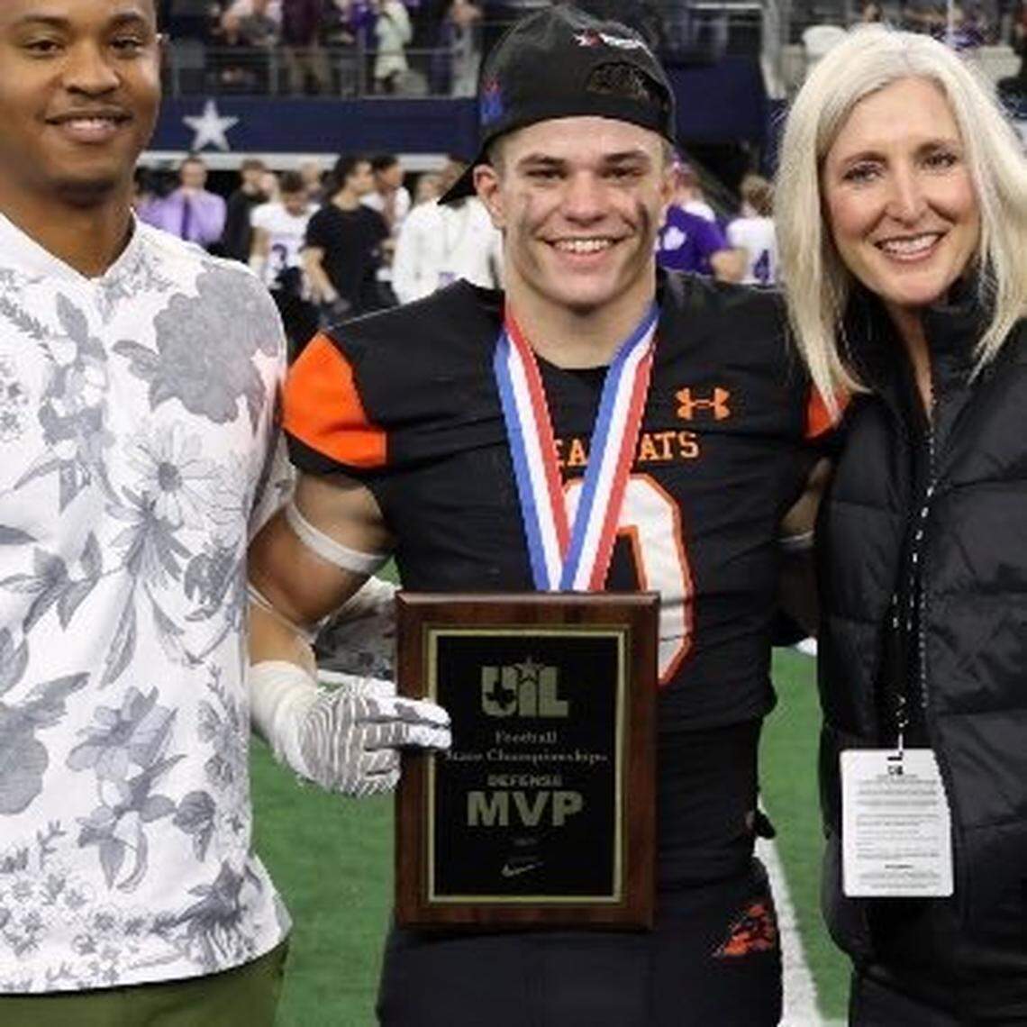 Aledo’s Jake Gillespie was 5A D1 state champ game defensive MVP in December.