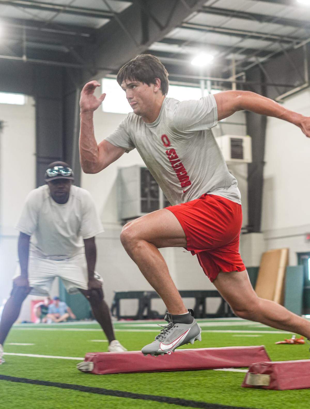 Southlake Carroll standout Brock Boyd (right) trains with David “D-Rob” Robinson (left).