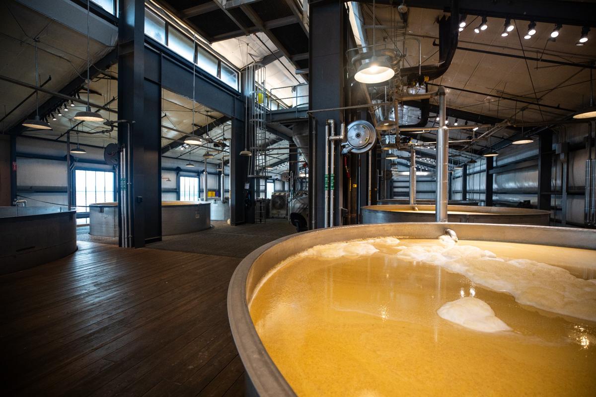 A fermentation tank at the TX Whisky Ranch on Tuesday, June 11, 2024, in Fort Worth Texas. The tank holds 16,000 gallons of grain, wheat and barley.