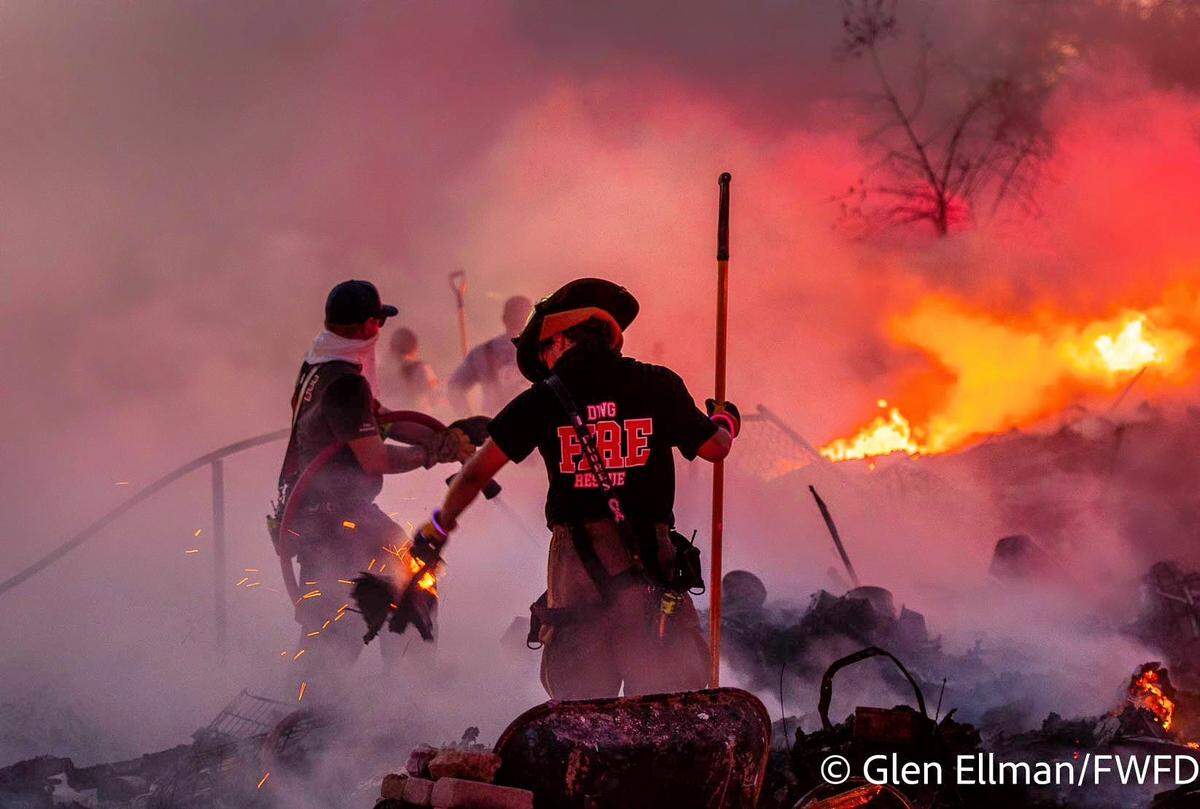Fort Worth firefighters helped respond to a blaze that destroyed three homes in south Tarrant County on Tuesday, July 26, 2022.