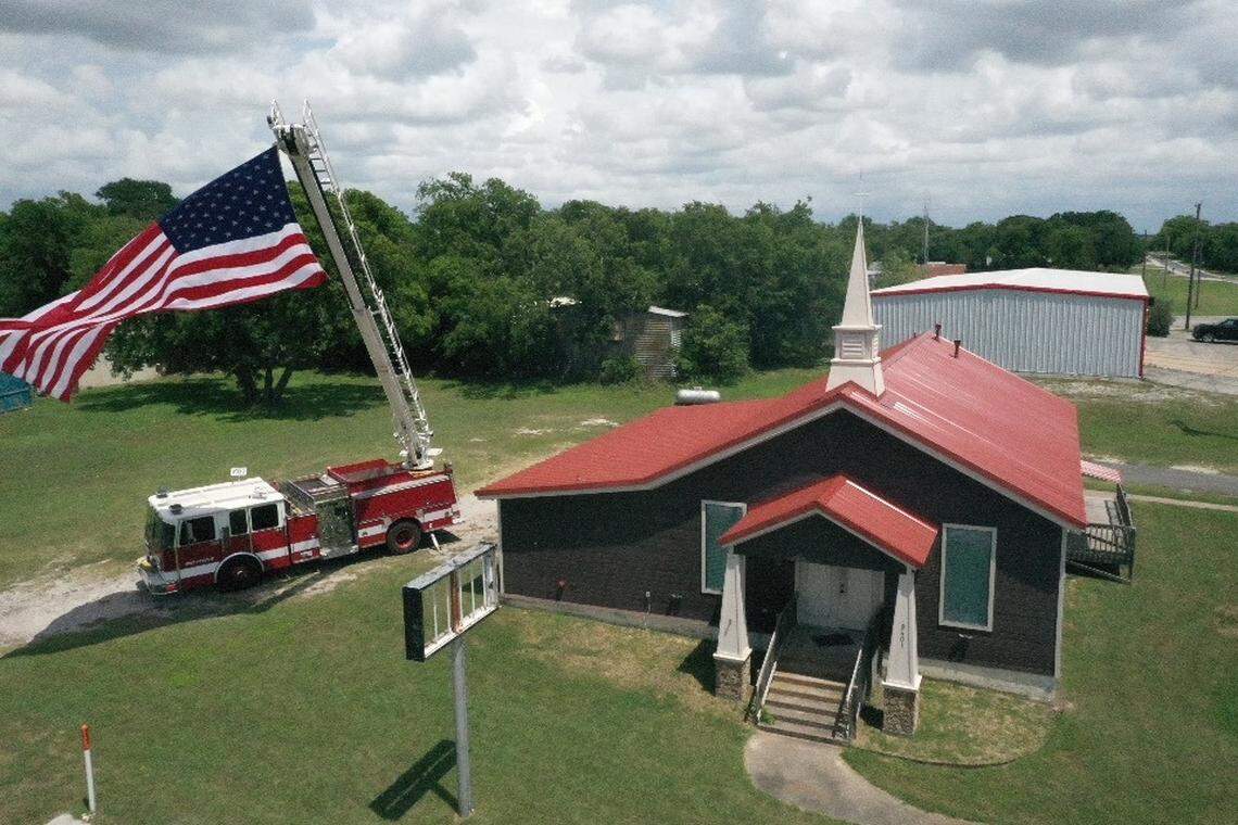 An aerial view of the Cresson Volunteer Fire Department’s training center, which Diana Jones played a big role in renovating, painting the walls and waxing the floors. The building will be named for her after she died on Aug. 31 fighting a wildfire in California.