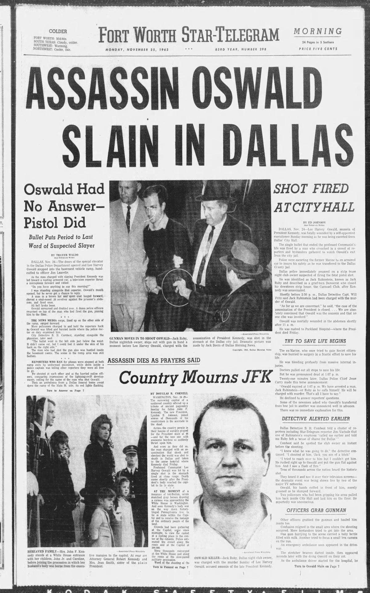 The morning edition of the Star-Telegram on Nov. 25, 1963.