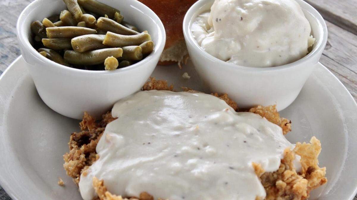 Chicken-fried steak also comes in a family dinner pack at Rufus Bar & Grill in Cityview Centre.