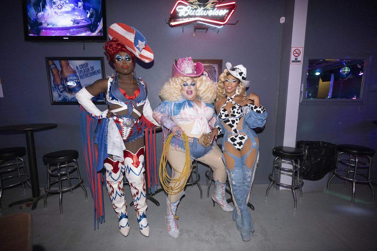 Bob the Drag Queen, Eureka O’Hara and Shangela from the show “We’re Here”. Season 3 episode 1 of the show takes place in Granbury.