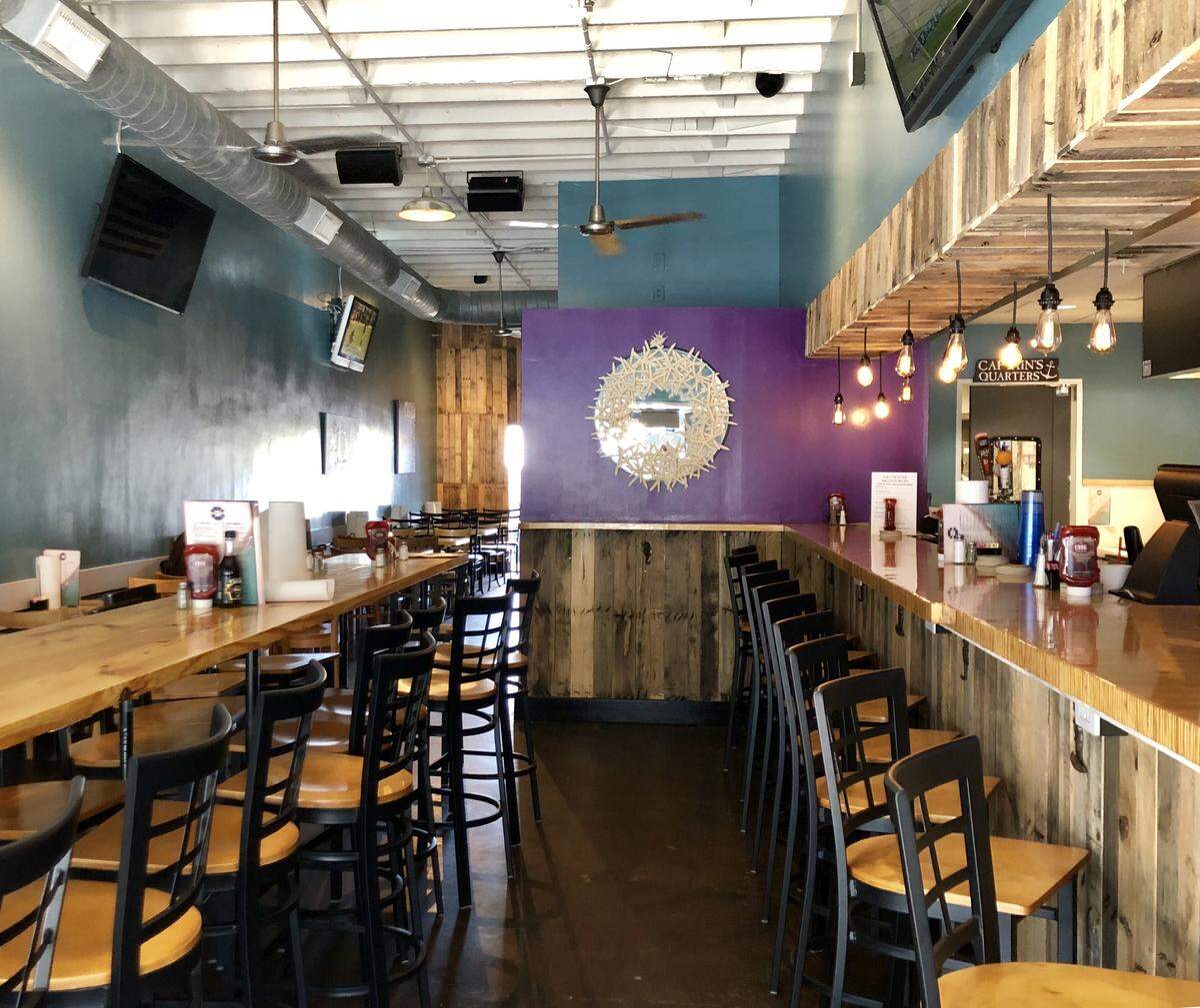 The interior at Shep’s Off the Hook Seafood, which opened in October on University Drive near TCU.