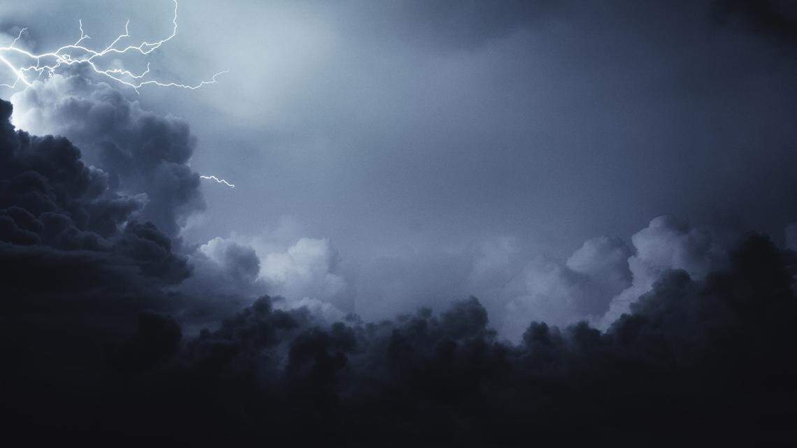 File photo of lightning. Authorities in Texas say a man and child were struck by lightning, and the adult died of his injuries.
