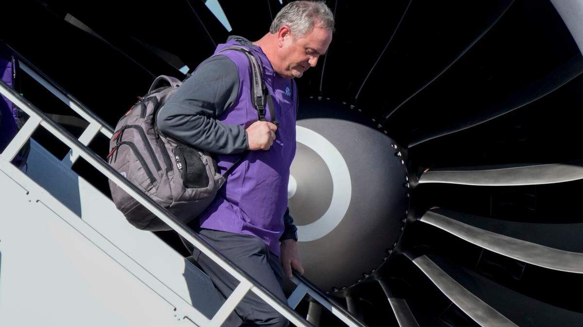 TCU head coach Sonny Dykes arrives to Los Angeles International Airport ahead of the national championship NCAA College Football Playoff game between Georgia and TCU, Friday, Jan. 6, 2023, in Los Angeles. The champiinship football game will be played Monday.