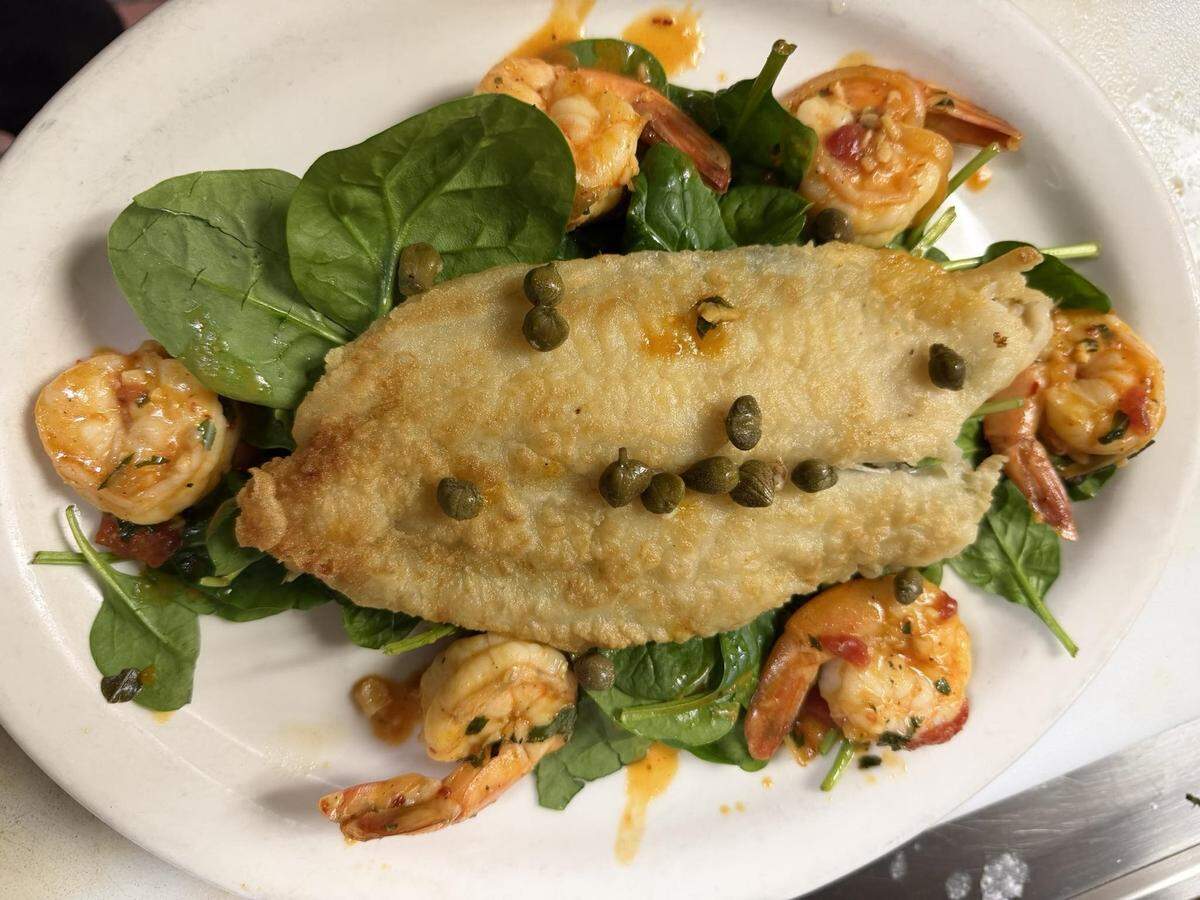 Flounder and shrimp florentine at Italy Pasta & Pizza in east Fort Worth.