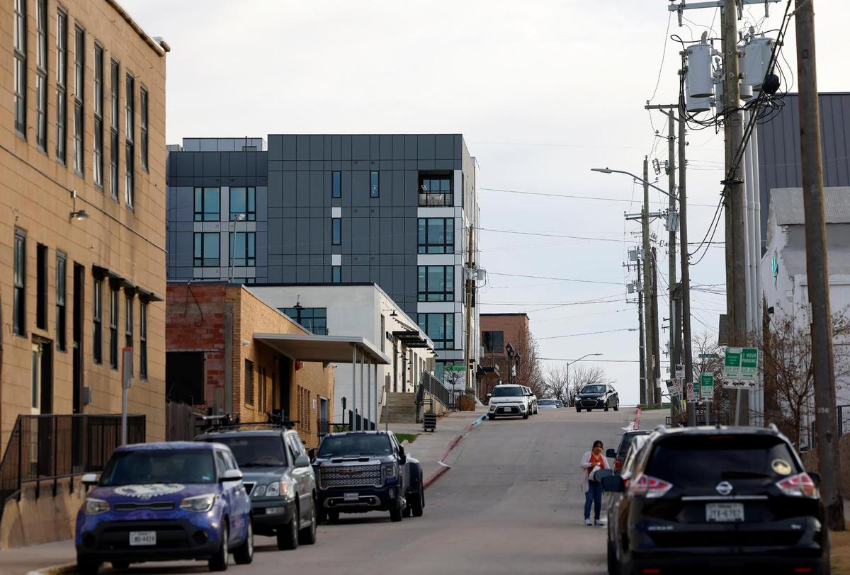 Bryan Flats is located in the Near Southside neighborhood off South Main Street in Fort Worth. The complex features urban efficiency apartments with communal spaces on each floor.