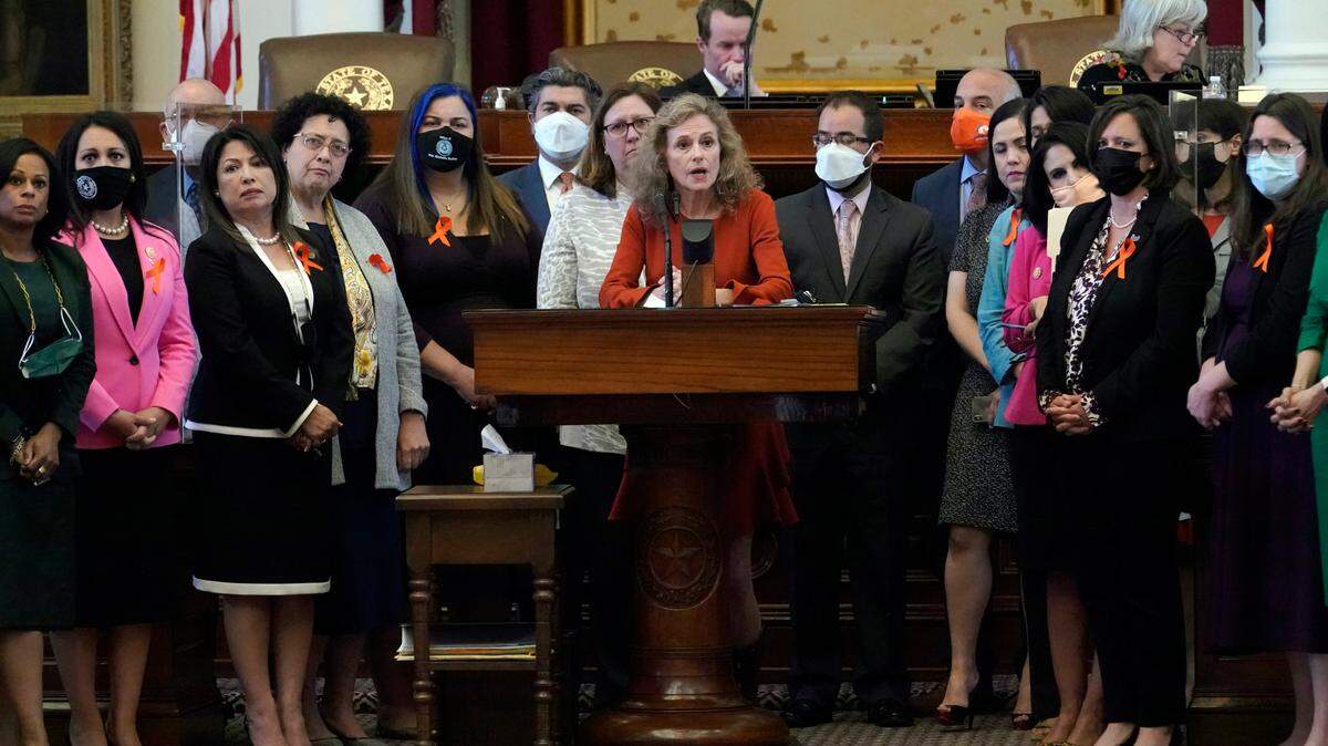 Texas state Rep. Donna Howard, D-Austin, stood with fellow lawmakers in the House Chamber May 5 as she opposed a bill that would ban abortions as early as six weeks. Gov. Greg Abbott signed the legislation on Wednesday.
