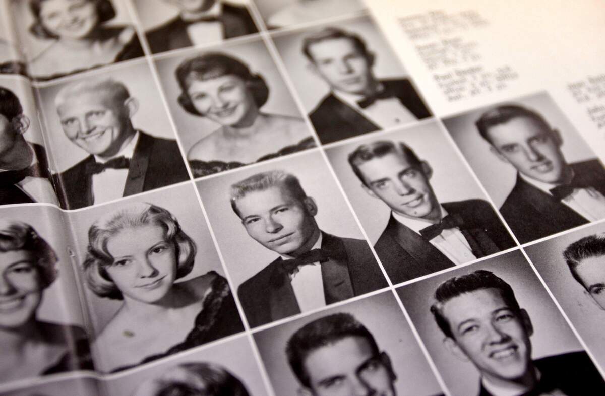 At center, John Denver is shown in a 1961 Arlington Heights High School yearbook, photographed on Thursday, June 21, 2007.