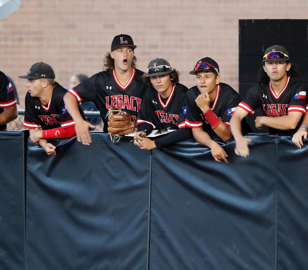 Legacy Broncos bang the boards to make some noise during game one of a 5A Region I final baseball game at Cleburne High School, Texas, Friday, June 03, 2022. Legacy defeated Aledo 8-5 in the first game of a best of three series. (Special to the Star-Telegram Bob Booth)