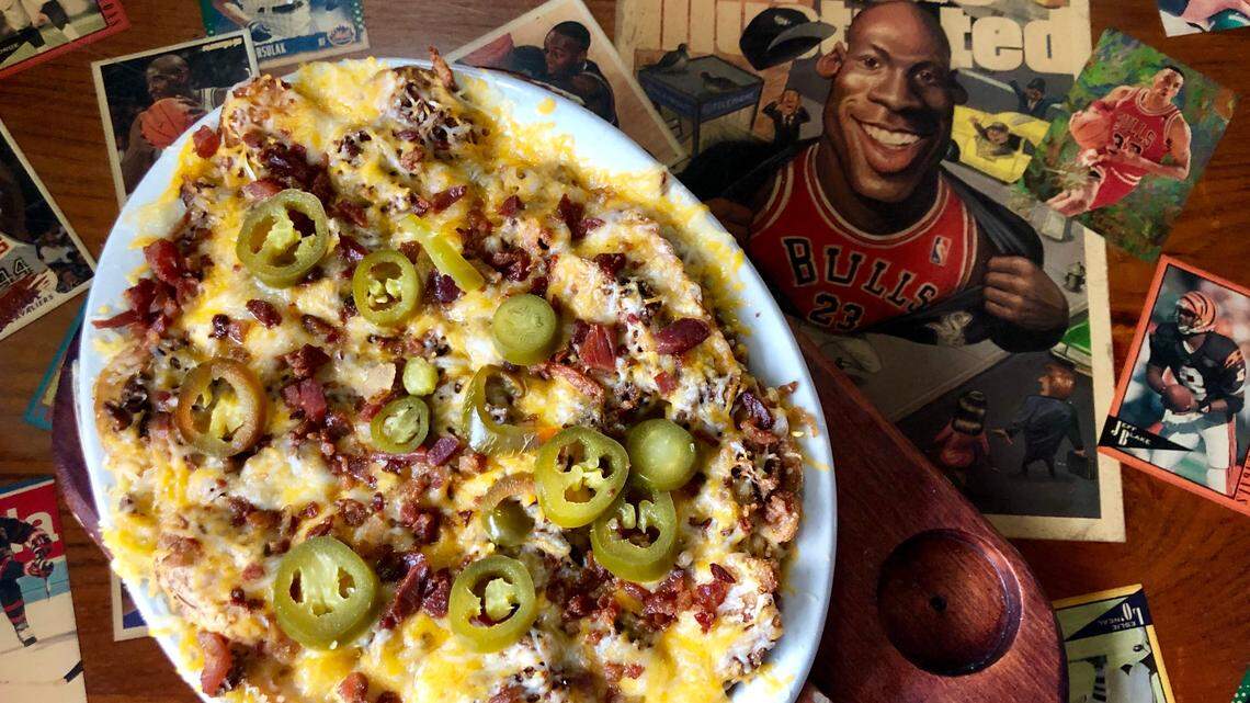 Bobby Valentine’s Sports Gallery Cafe in Arlington serves Irish nachos with smoked brisket (shown), beef or chicken fajitas.