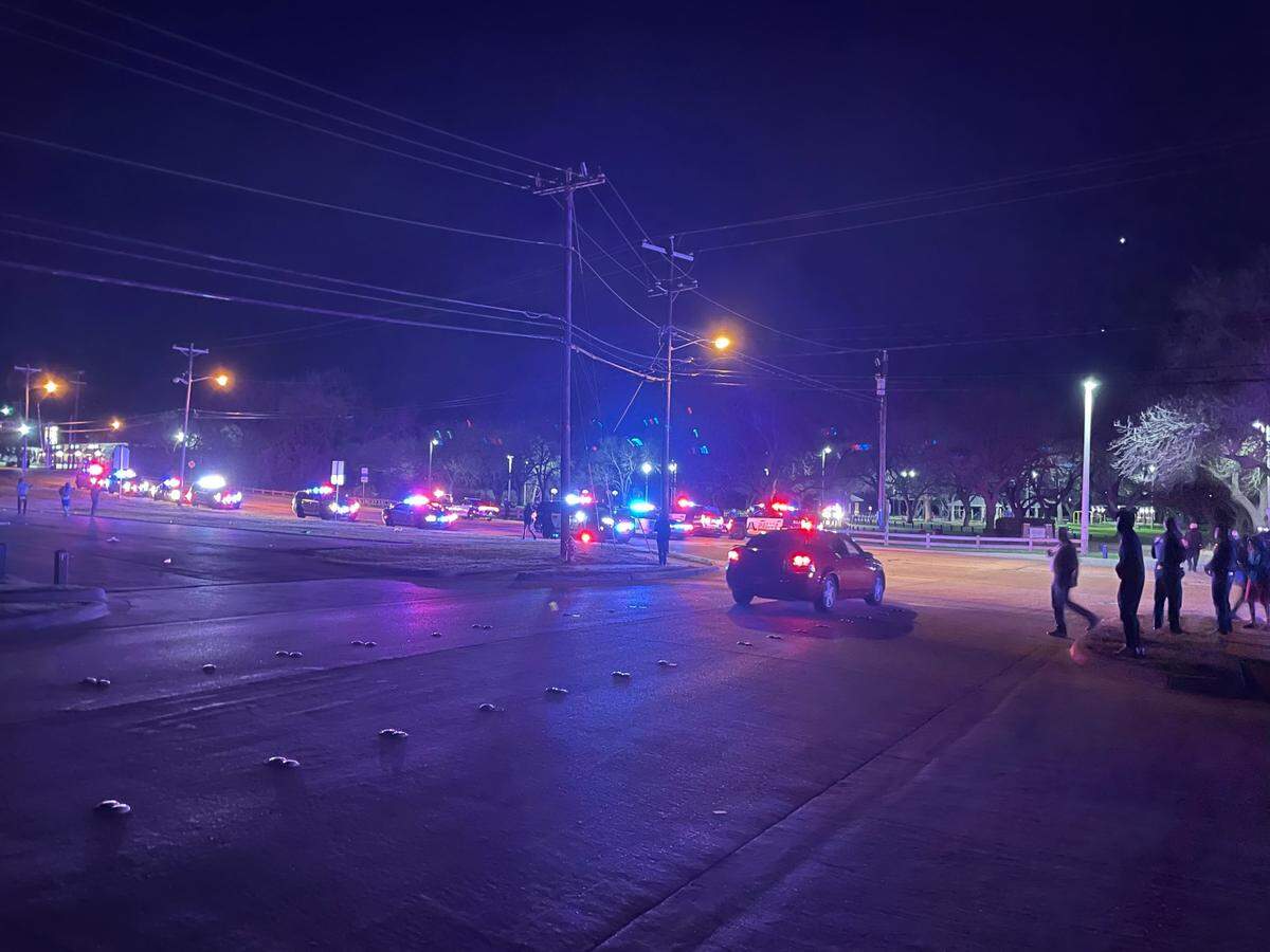 Police investigate reports of shots fired at Katherine Rose Memorial Park, 303 N. Walnut Creek Drive in Mansfield, on Monday night, March 13, 2023.