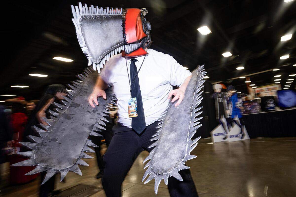 Vincent Morvant, who is dressed as Denji from “Chainsaw Man,” is photographed in his cosplay for the Anime Frontier event at the Fort Worth Convention Center on Friday, Dec. 8, 2023.