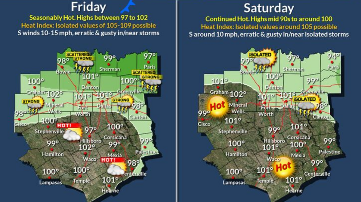 A cold front bringing showers and storms south from Oklahoma is expected to dissolve around the Red River that borders the two states, reducing the chances rain will reach the Dallas-Fort Worth area.