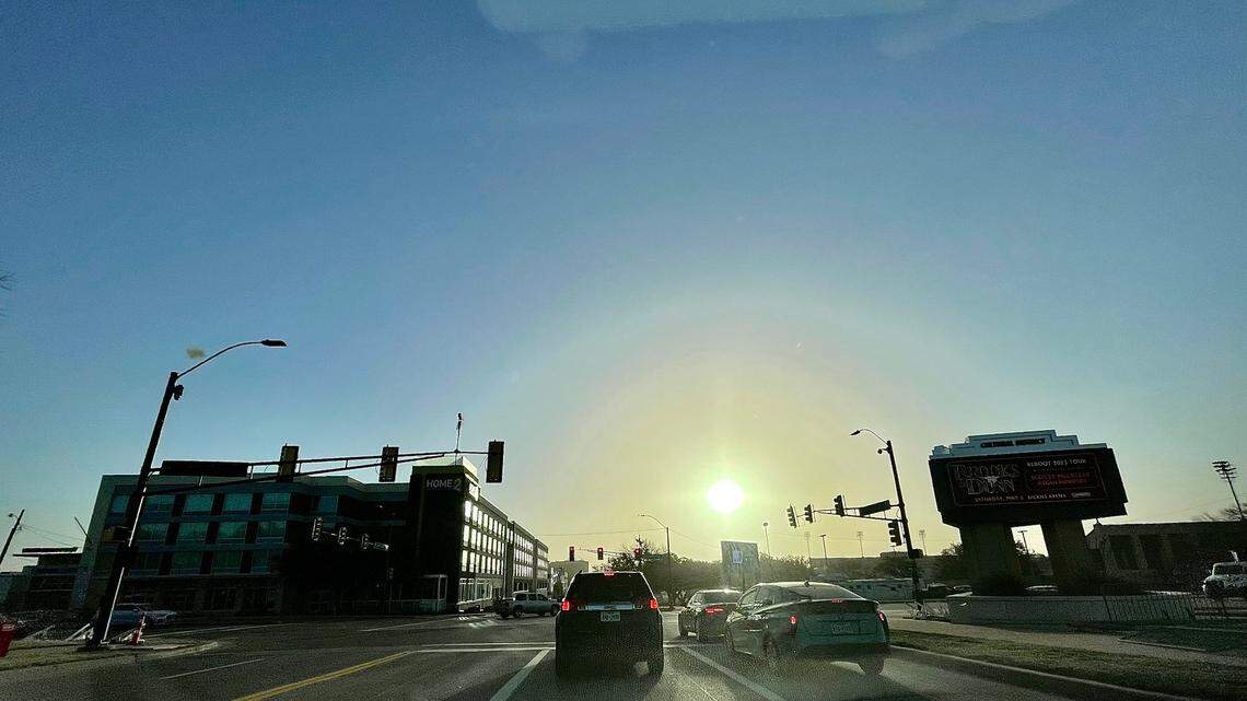 A strong south and southwesterly wind has brought the smoke just over 100 miles north into Fort Worth. It is the reason why a haze can be seen on the horizon.