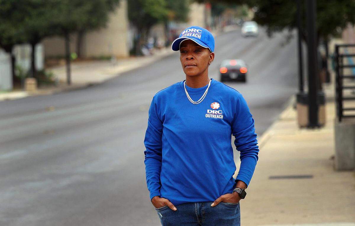Fatimah Robertson, member of the DRC Outreach team, talks about Gary Randle on Tuesday, September 12, 2023. Randle is believed to have died of heat exposure in August.