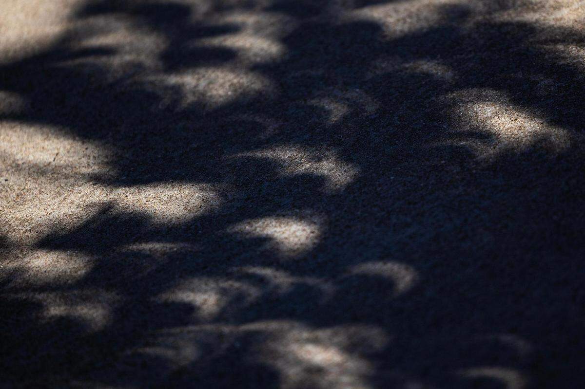 Crescent-shaped shadows appear on the floor due to the solar eclipse at the Fort Worth Museum of Science & History on Saturday, Oct. 14, 2023.
