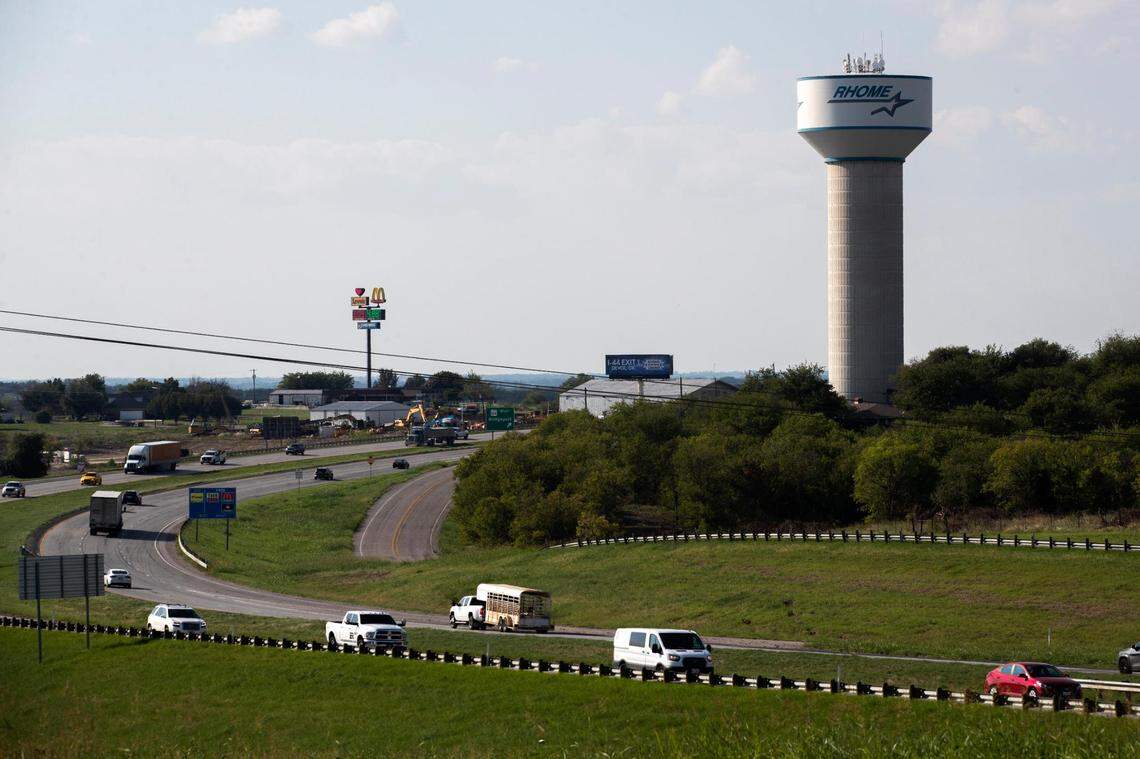 U.S. Route 287 winds through the city of Rhome, Texas, on Thursday, Sept. 8, 2022.