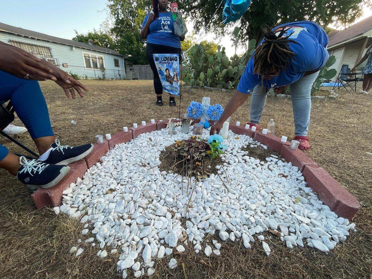 Billy Smith’s family and loved ones created a memorial for him in the 3200 block of Ross Avenue in Fort Worth. He was one of two men who were fatally shot by police on the early morning of July 5, 2023.