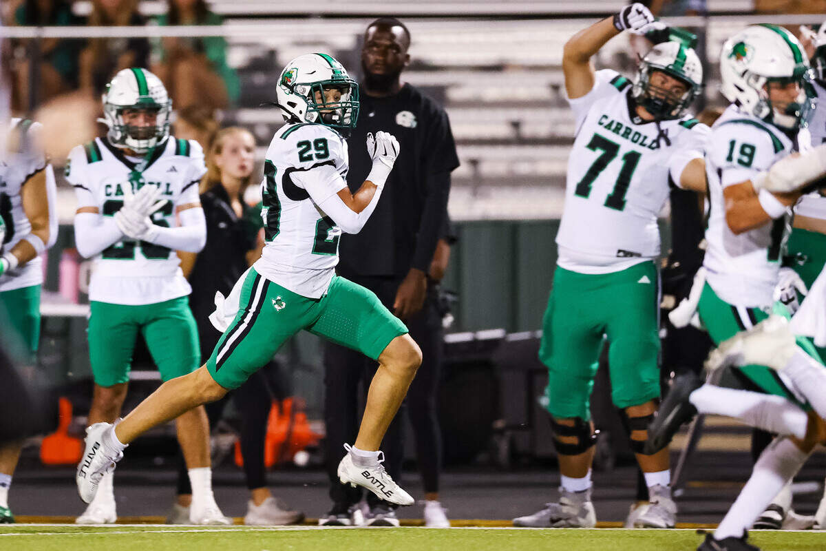 Southlake Carroll running back Emerson Ziadie (29) runs with the ball against Keller Timber Creek during a district matchup on Thursday, September 25, 2025 at Keller ISD Stadium in Keller, Texas.