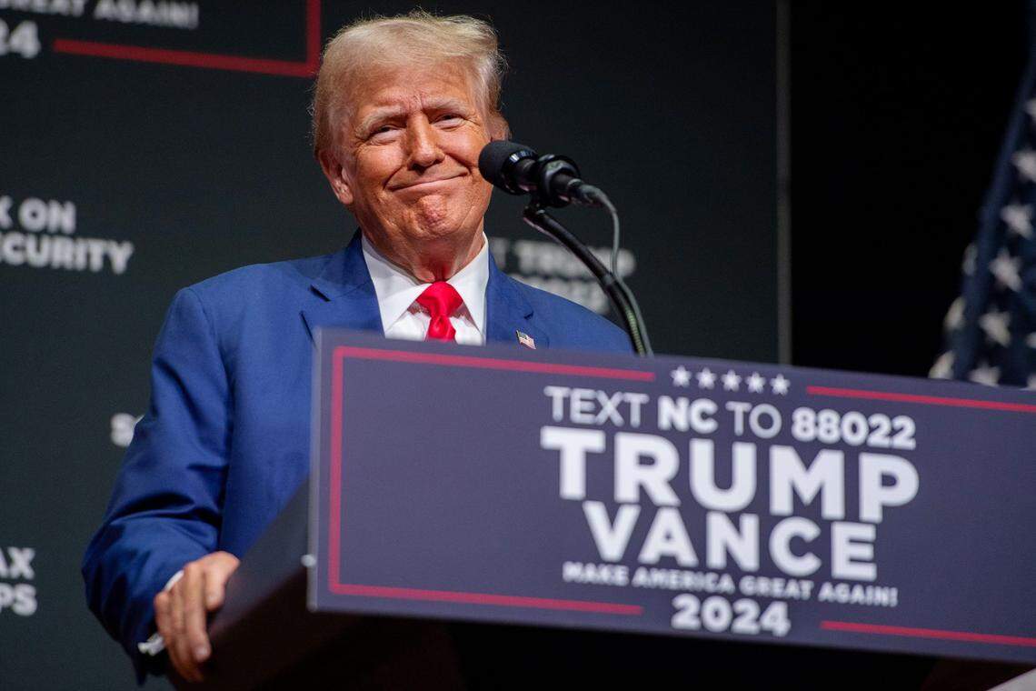 Donald Trump speaks to supporters at a rally Aug. 14 in Asheville, North Carolina.
