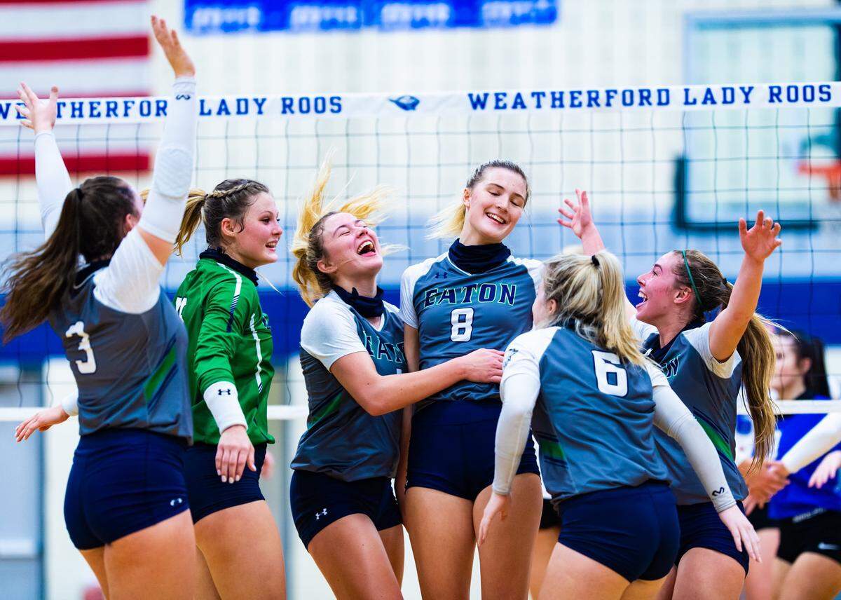 Haslet Eaton defeated Weatherford in four sets during the Class 6A regional quarterfinal round Saturday Nov. 28, 2020 (Matt Smith/Special to the Star-Telegram)