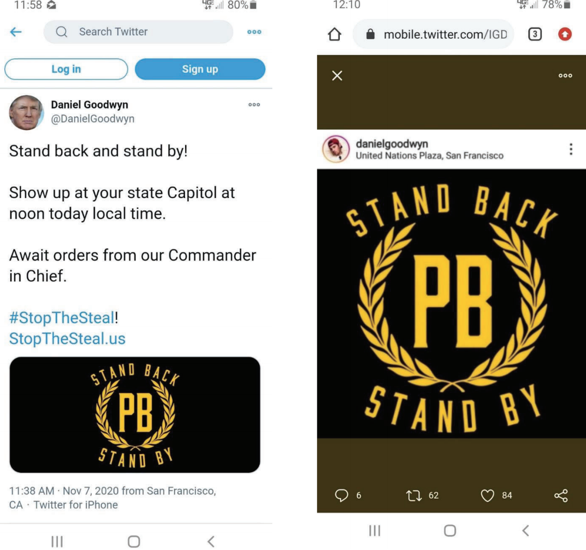 Daniel Goodwyn, 32, who is from Corinth, Texas, stormed the U.S. Capitol on Jan. 6 and was arrested Friday, according to the FBI. He is a self-proclaimed member of the Proud Boys.