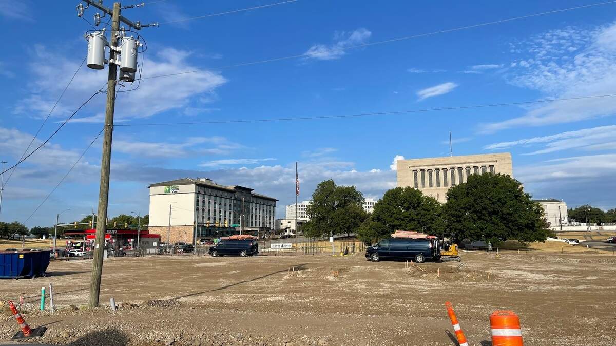 Construction at the corner of West Lancaster Avenue and Henderson Street.