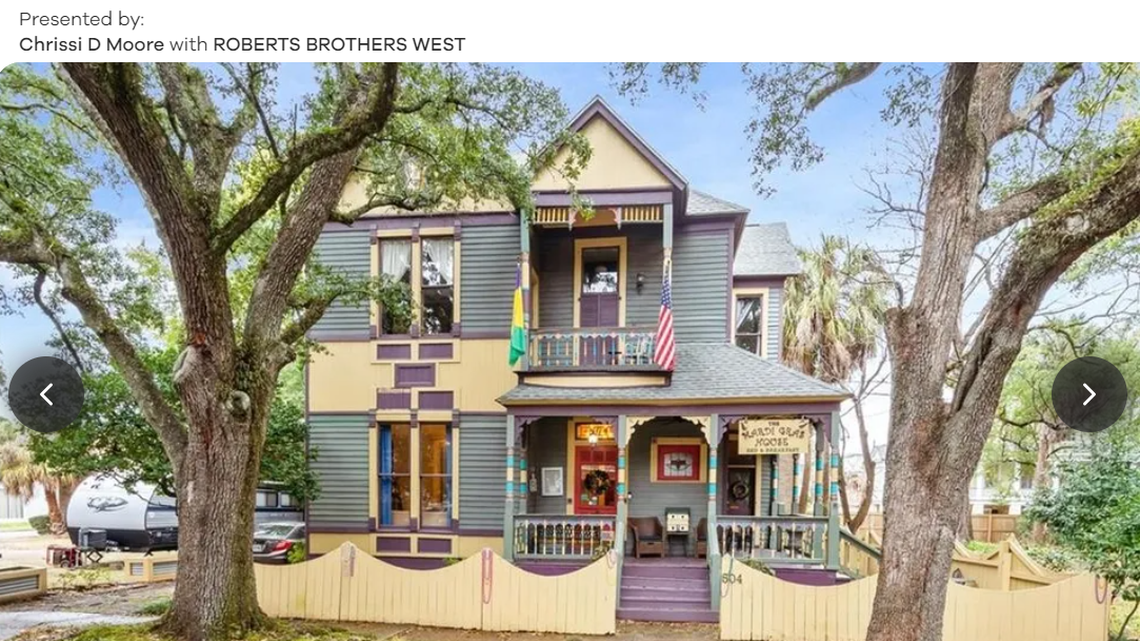 Exterior of the colorful home.