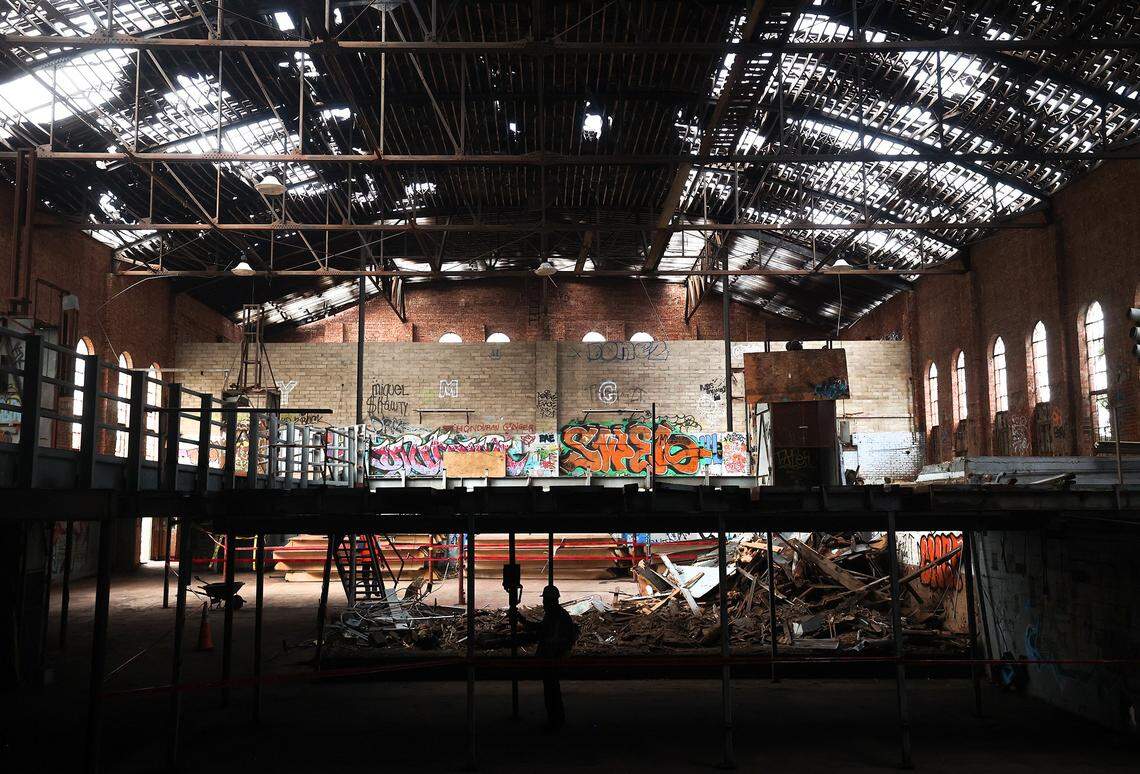 The interior the Fred Rouse Center on Tuesday, Aug. 26, 2025, in Fort Worth. Construction work to clean and demolish elements of the building not needed began this month.