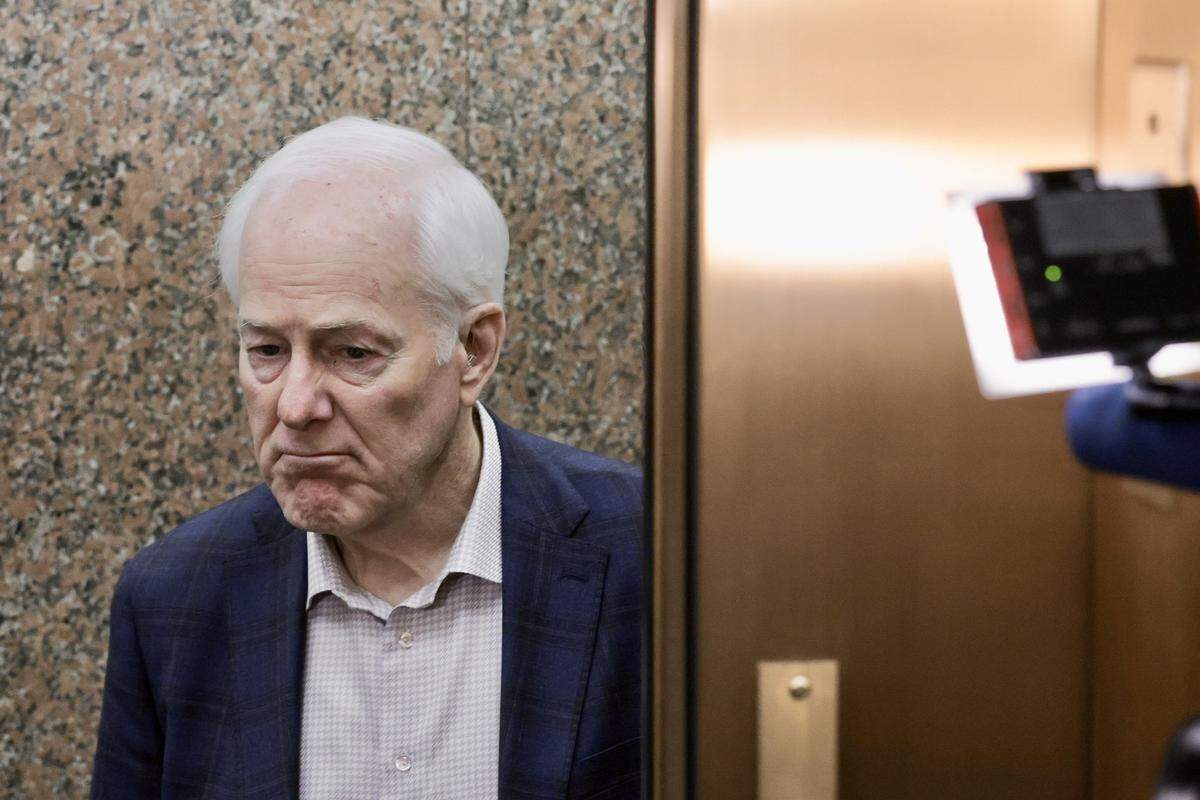 U.S. Sen. John Cornyn speaks to reporters as he leaves a business meeting with the Senate Committee on the Budget in the Dirksen Senate Office Building on May 20, 2026 in Washington, D.C.