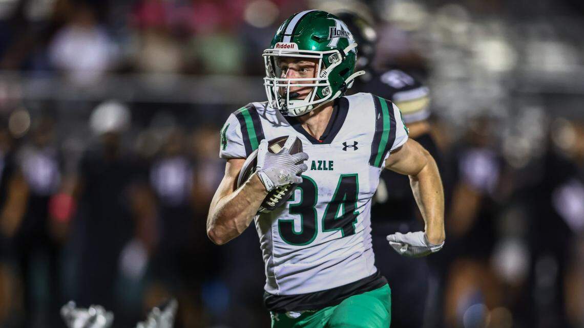 Azle’s Hagen Hughes runs for a touchdown against Fossil Ridge in Friday’s game at Keller ISD Stadium. Special to the Star-Telegram / Tom Marvin Azle’s Hagen Hughes runs for a touchdown against Fossil Ridge in Friday’s game at Keller ISD Stadium. Special to the Star-Telegram / Tom Marvin