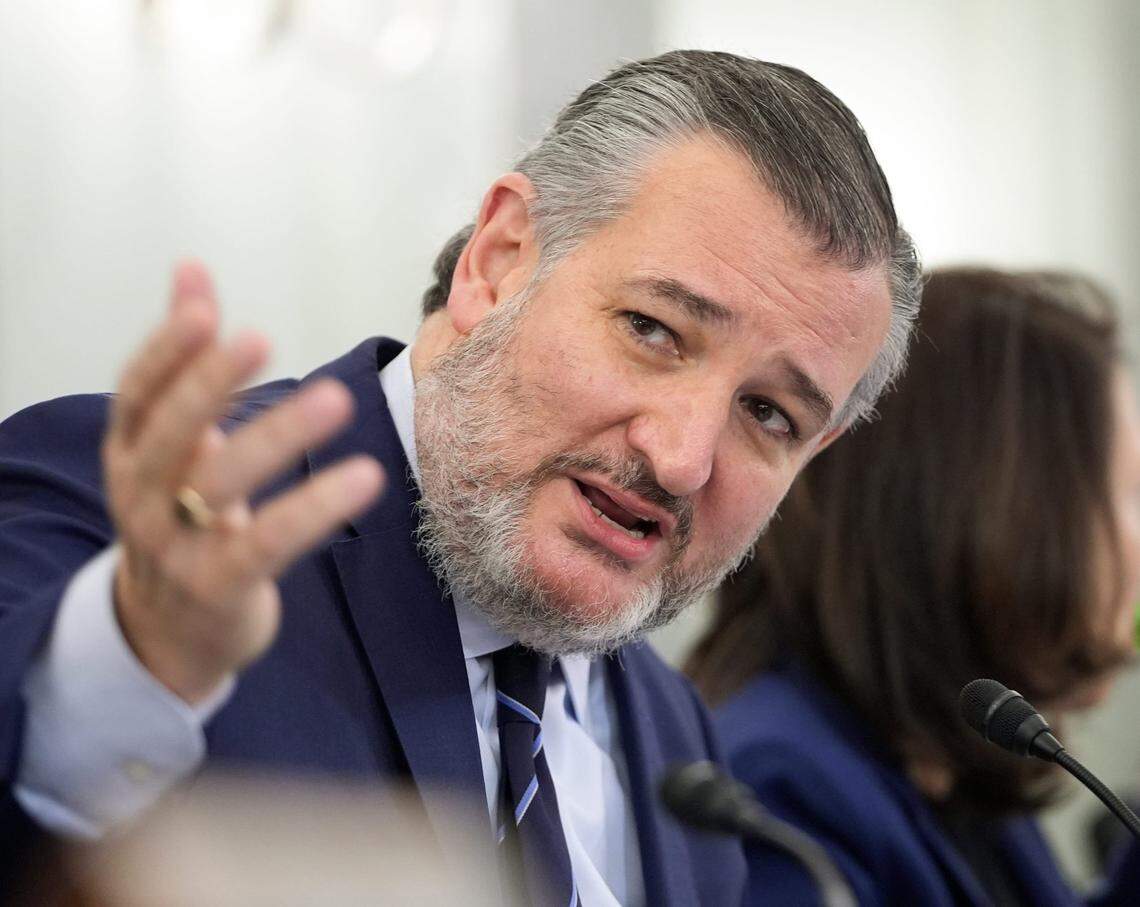 Jan 28, 2025; Washington, DC, USA; Senator Ted Cruz (R-TX), Chairman of the Senate Committee on Commerce, Science, and Transportation, begins a hearing to examine the Panama Canal and its impact on U.S. trade and national security, focusing on fees and foreign influence on Tuesday, January 28, 2025. Mandatory Credit: Jack Gruber-USA TODAY