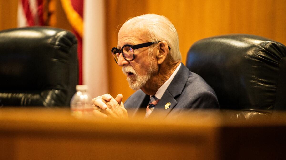 Tarrant County Commissioner Gary Fickes listens to a public comment during a Tarrant County Commissioners Court on Tuesday, June 18, 2024, at the Tarrant County Administration Building.