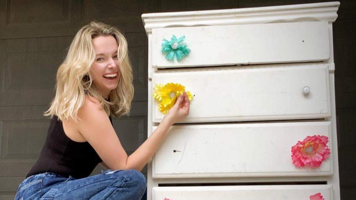 Maggie McGaugh shows off one of her projects as a furniture flipper. She has appeared on “The Today Show” to discuss her business.