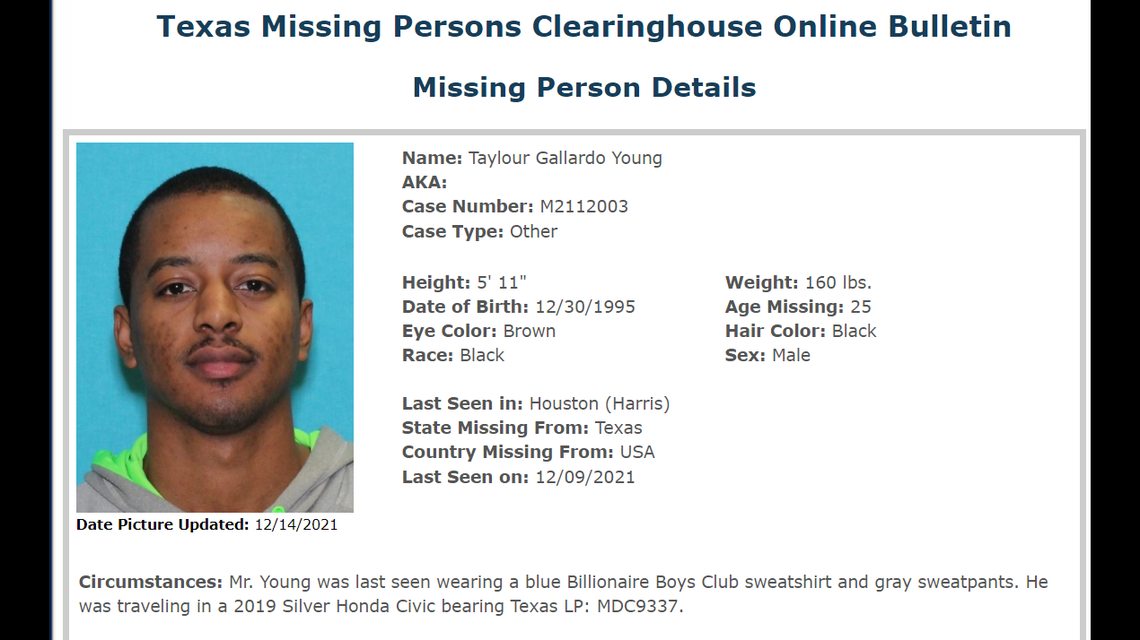 The Texas Department of Public Safety has released a missing person’s bulletin for Taylour Young.